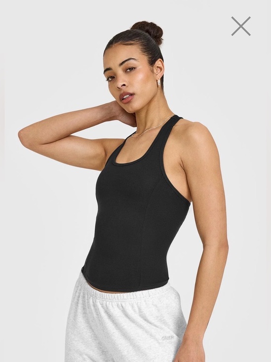 Oner Active Tops - ONER ACTIVE MELLOW RIB SCOOP NECK VEST w/BUILT IN BRA - SMALL